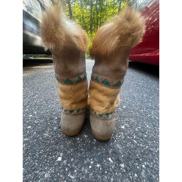 Tecnica Vintage Goat Hair Suede Fur Apres Ski Boots Italy Slight Wear on Toes - Picture 5 of 10